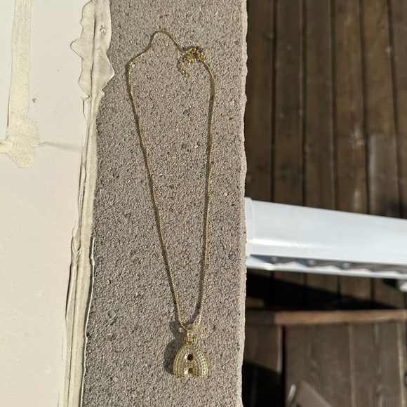 Bubble Letter Initial Necklace “A” - Picture 4 of 5